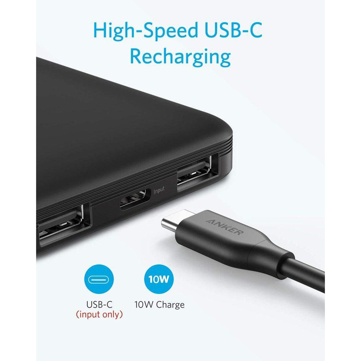 Anker Wireless Portable Charger, PowerCore 10,000mAh Power Bank with USB-C (A1615H11)
