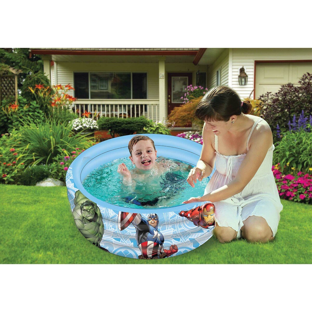 Avengers Printed Kids Inflatable Swimming Pool - Multi Color TRHA5982