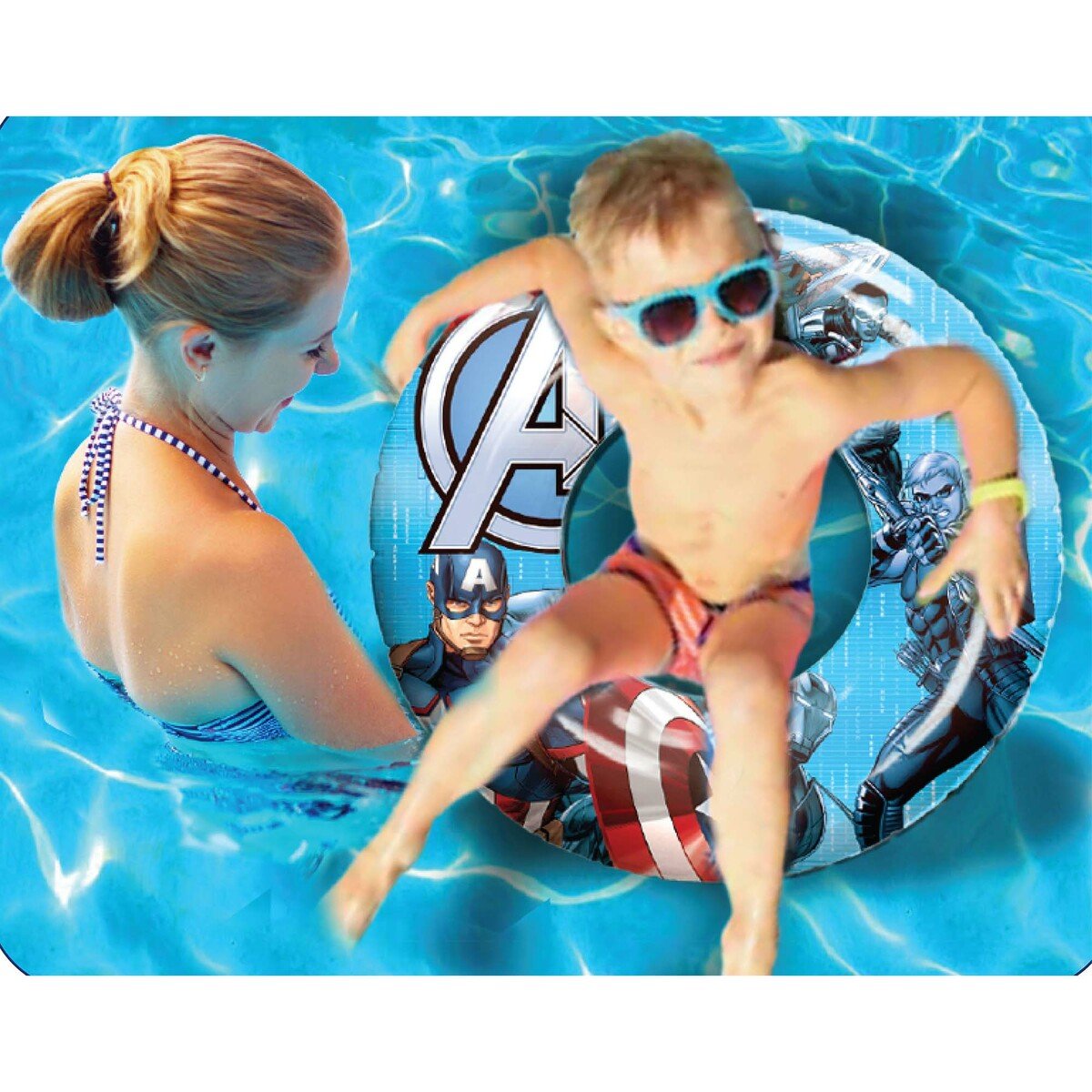 Avengers  Printed Kids Inflatable Swim Ring + 3D Swim Goggle Set TRHA5983