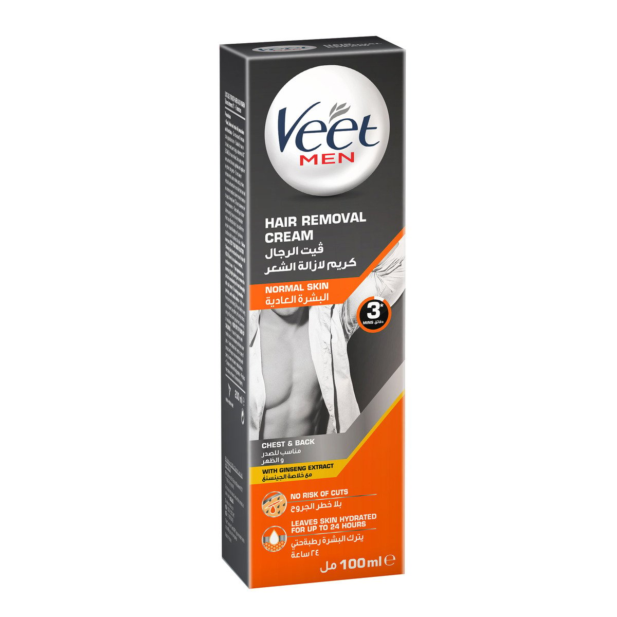 Veet for Men Hair Removal Cream with Ginseng Extract for Chest & Back Normal Skin 100 ml