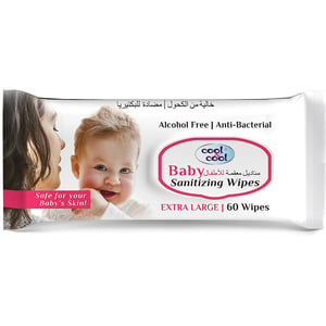 Cool & Cool Anti-Bacterial Baby Sanitizing Wipes Extra Large 60 pcs