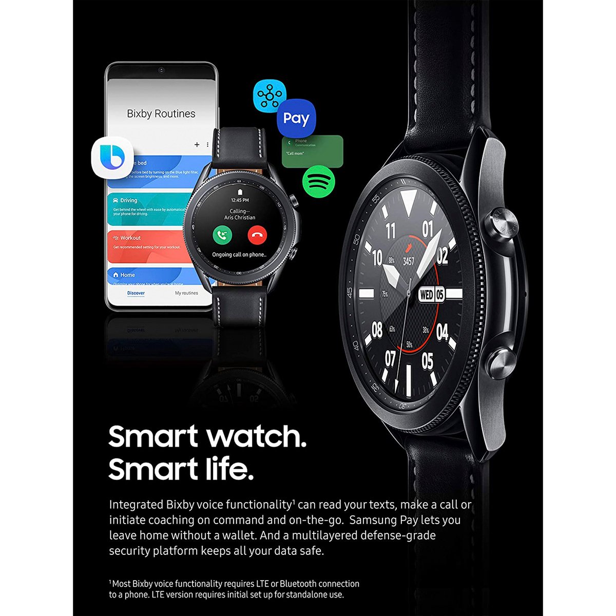 Samsung Galaxy Watch 3 -SM-R845FZKAXSG(45mm, GPS, Bluetooth) Smart Watch Black