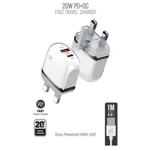 Voz VZTC3 PD+QC 3.0 Wall Charger With Micro USB Cable