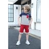 Debackers Boys T.Shirt Short Sleeve + Knit Shorts Navy Red 2518 3-4Y