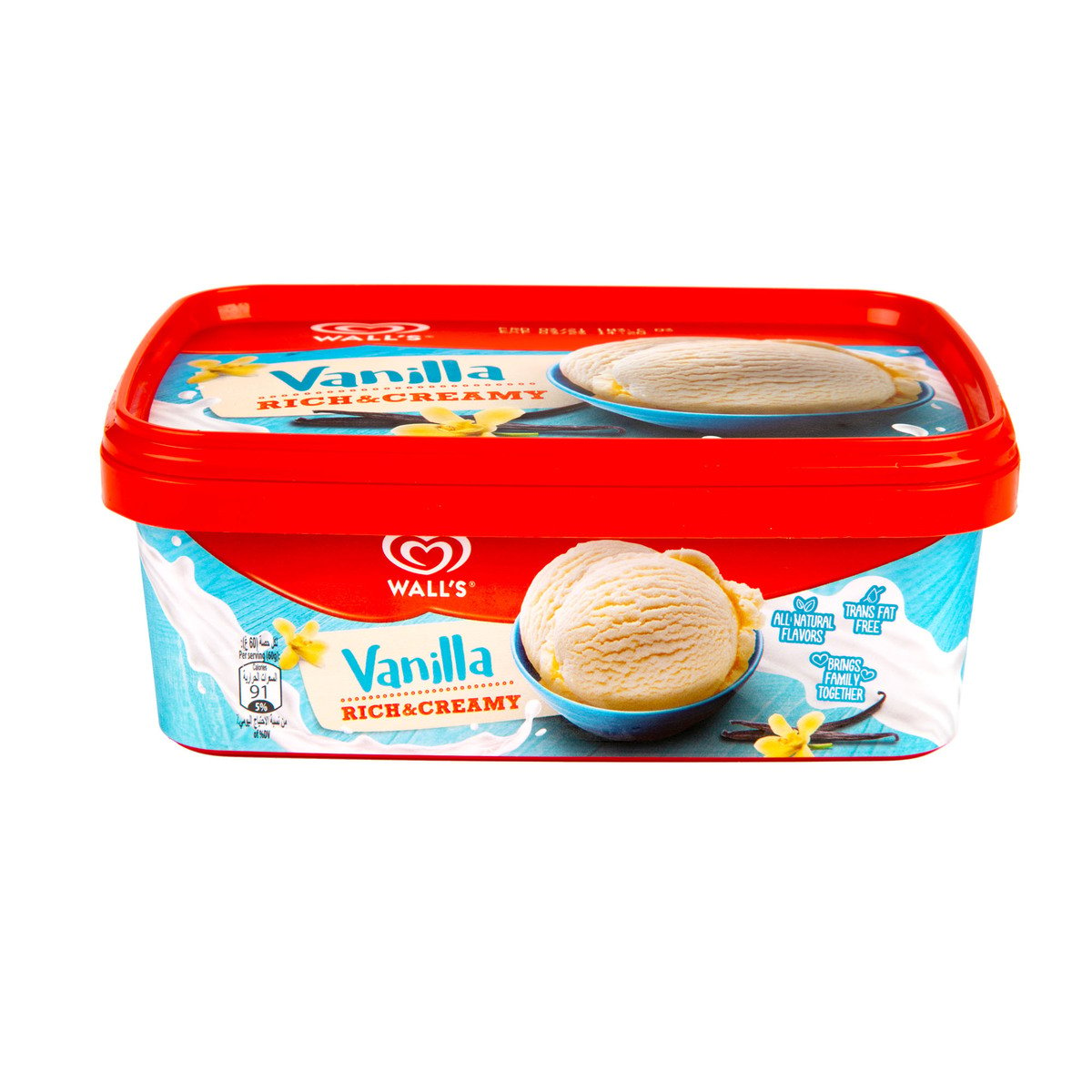 Buy Walls Rich & Creamy Vanilla Ice Cream 1 Litre Online at Best Price | Ice Cream Take Home | Lulu Kuwait in UAE