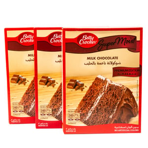 بيتي كروكر سوبر مويست خليط الكيك الفاخر بشوكولاتة الحليب 3 × 510 جم