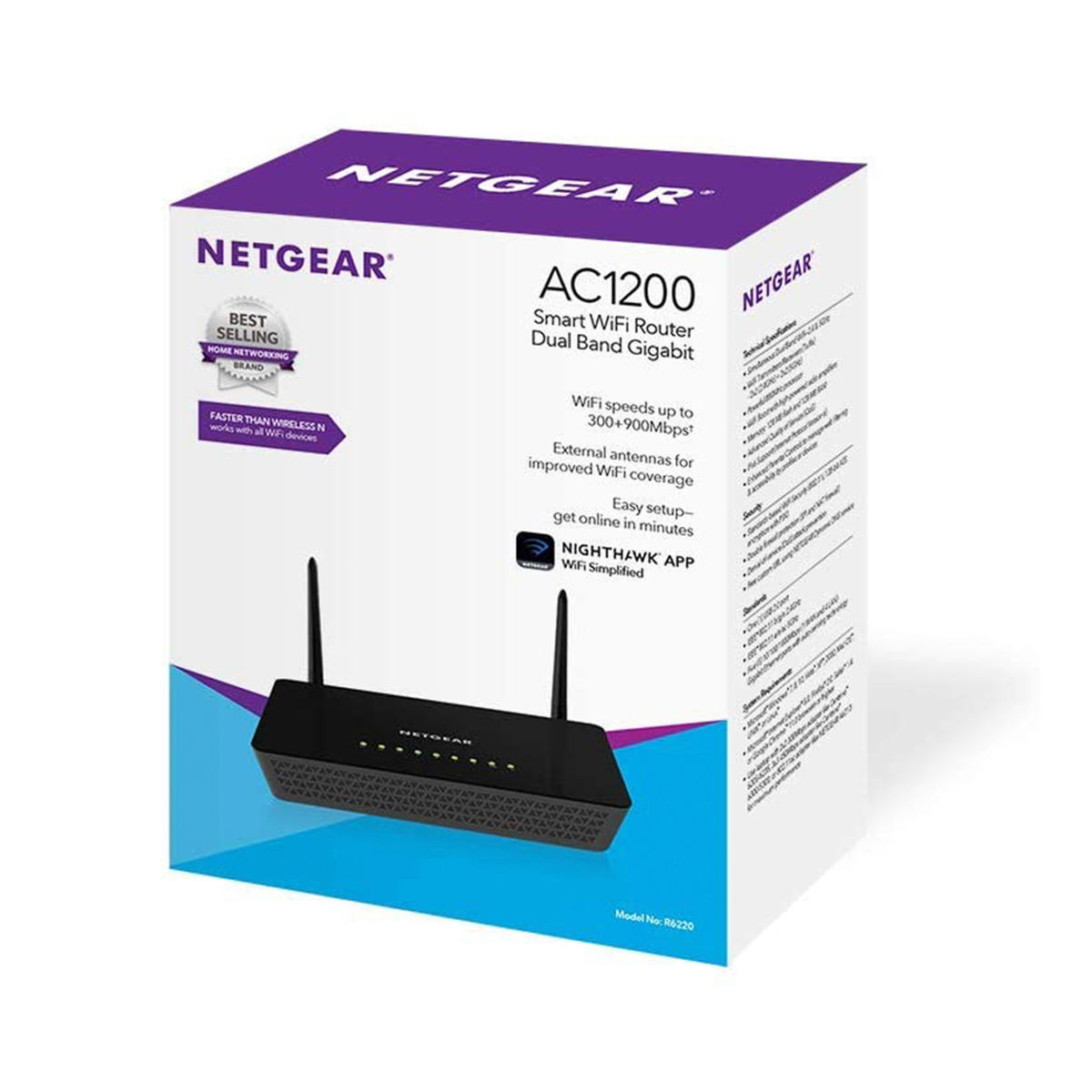 Netgear AC1200 Smart Wi-Fi Router with External Antennas R6220
