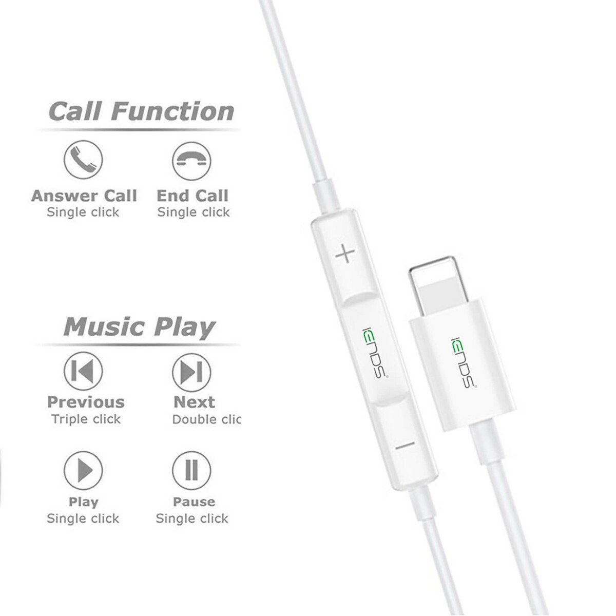 Iends Lightning Earphone HS976, White Online at Best Price, Mobile Hands  Free