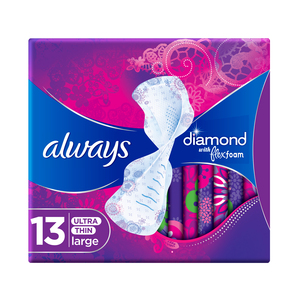 Always Diamond FlexFoam Large Sanitary Pads with Wings 13pcs