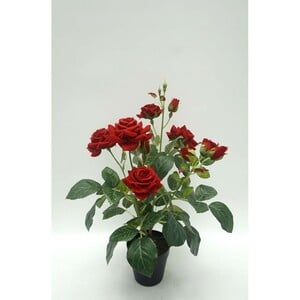 Maple Leaf Artificial Rose Plant With Pot 43cm 0789 Assorted