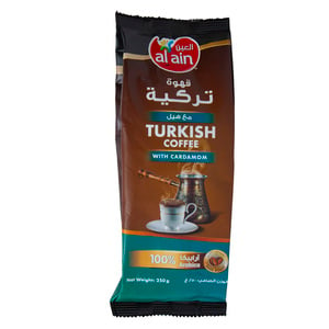اشتري قم بشراء Al Ain Turkish Coffee Dark With Cardamom 250 g Online at Best Price من الموقع - من لولو هايبر ماركت Coffee في الامارات