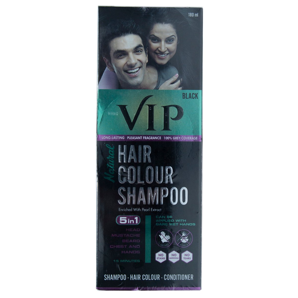 VIP Natural Black Hair Color Shampoo 180 ml