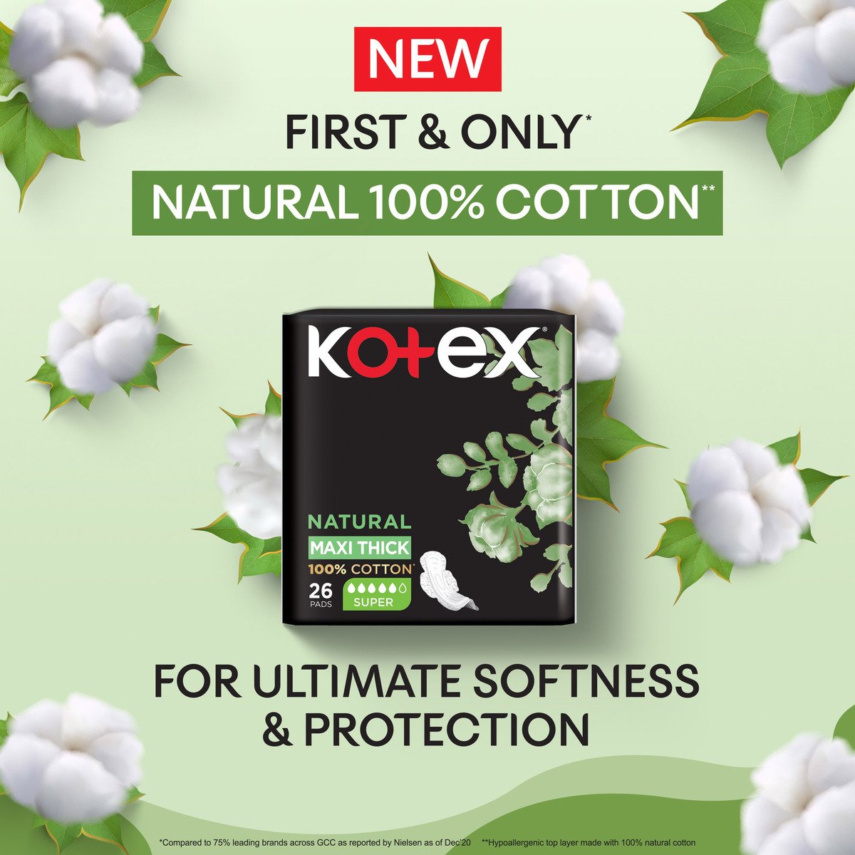 Kotex Natural Cotton Maxi Thick Super with Wings 44pcs