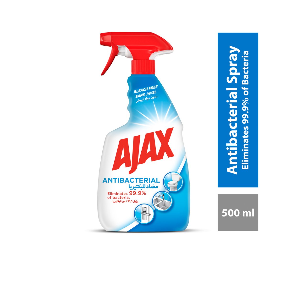 Ajax Antibacterial Multi Surface Cleaner Disinfectant Sanitizer Spray Bleach Free  500ml