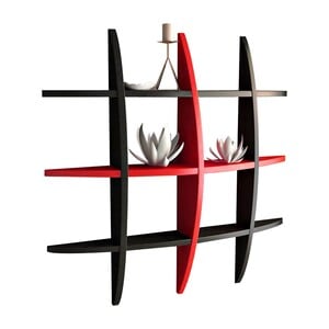 Maple Leaf Glossy Painting Wall Shelf 1009 Black & Red