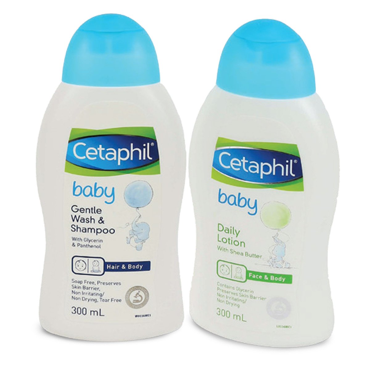 Cetaphil Baby Gentle Wash & Shampoo 300ml + Daily Lotion 300ml