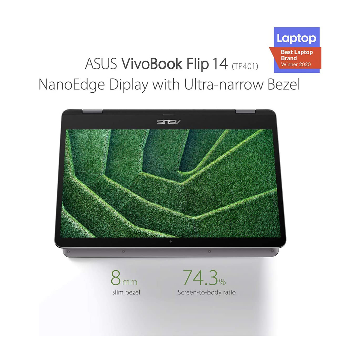 ASUS Vivobook Flip TP401MA-EC340TS, Touch Laptop, Celeron, 4GB RAM, 128GB EMMC, Intel UMA, 14.0 inch FHD 1920X1080 16:9, Windows 10 Home S Mode, Grey, With Microsoft 365 Personal 1-year, Stylus included