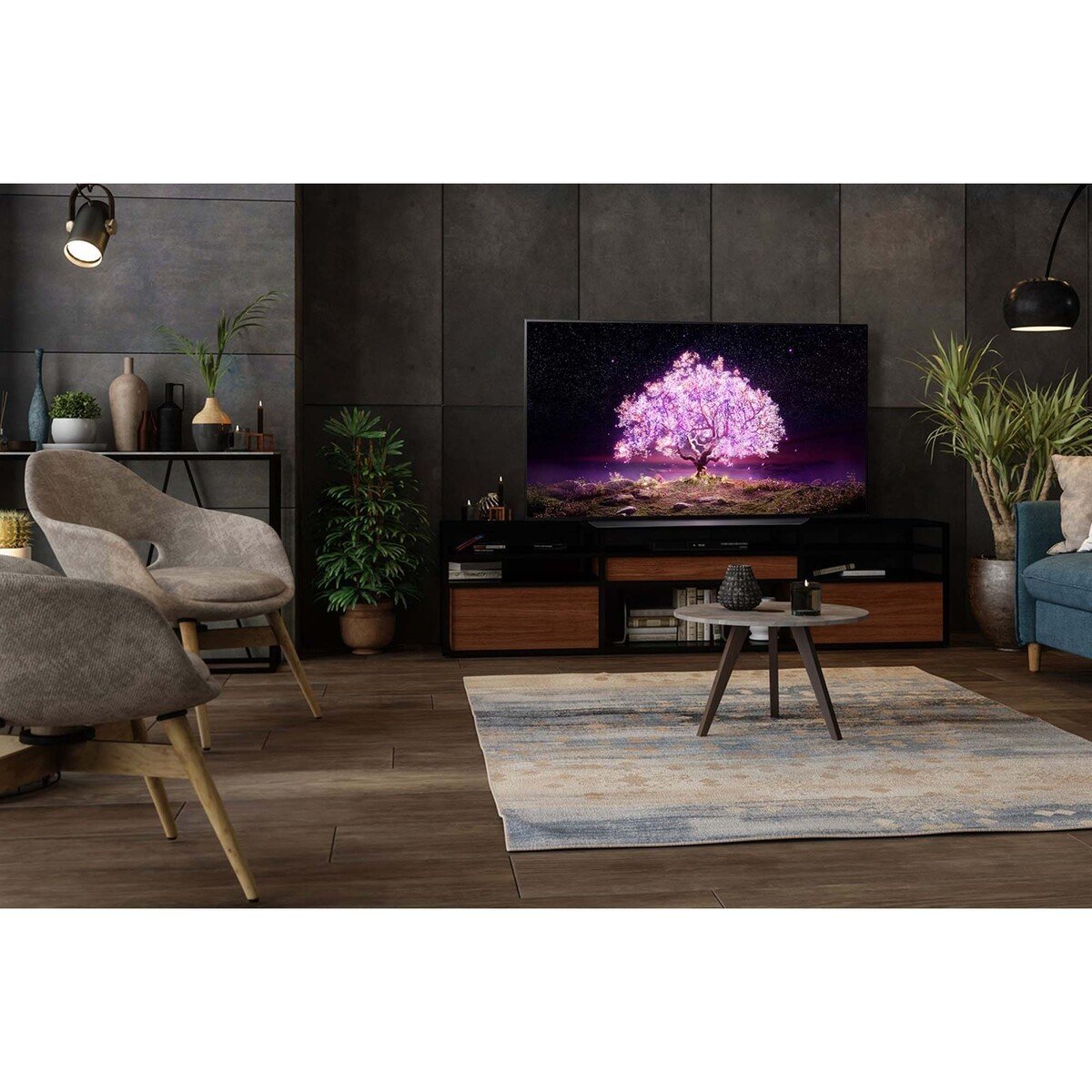 ال جي تلفزيون ذكي  OLED مقاس 55 بوصة من سلسلة C1 تصميم شاشة سينمائية 4K Cinema HDR بنظام webOS  مع خاصية تعتيم ThinQ AI Pixel