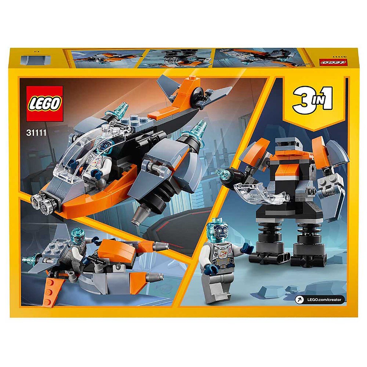Lego 31111 Creator 3 In 1 Cyber Drone Building Set With Cyber Mech And Scooter