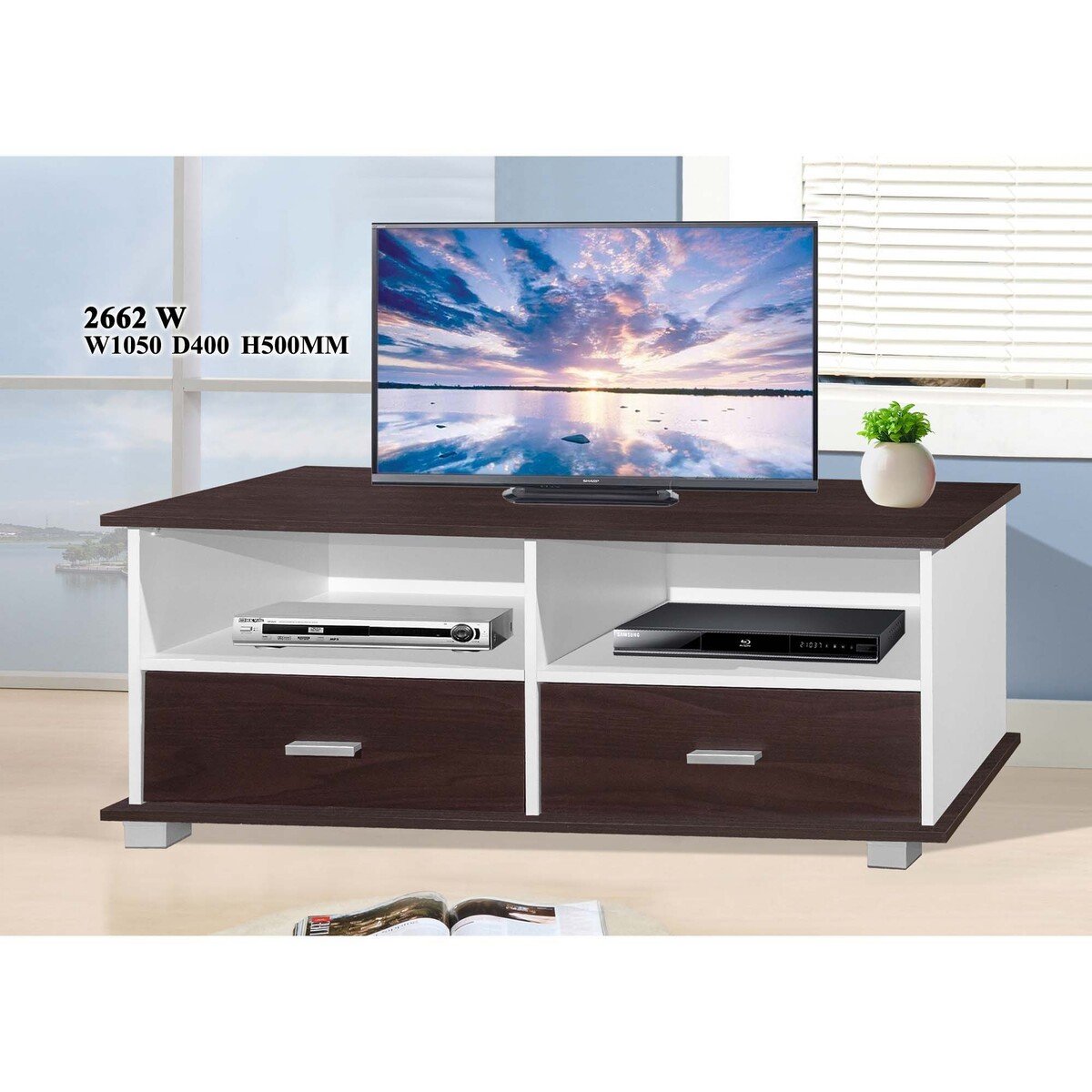 Maple Leaf Wooden TV Cabinet Stand2662W Wenge&White