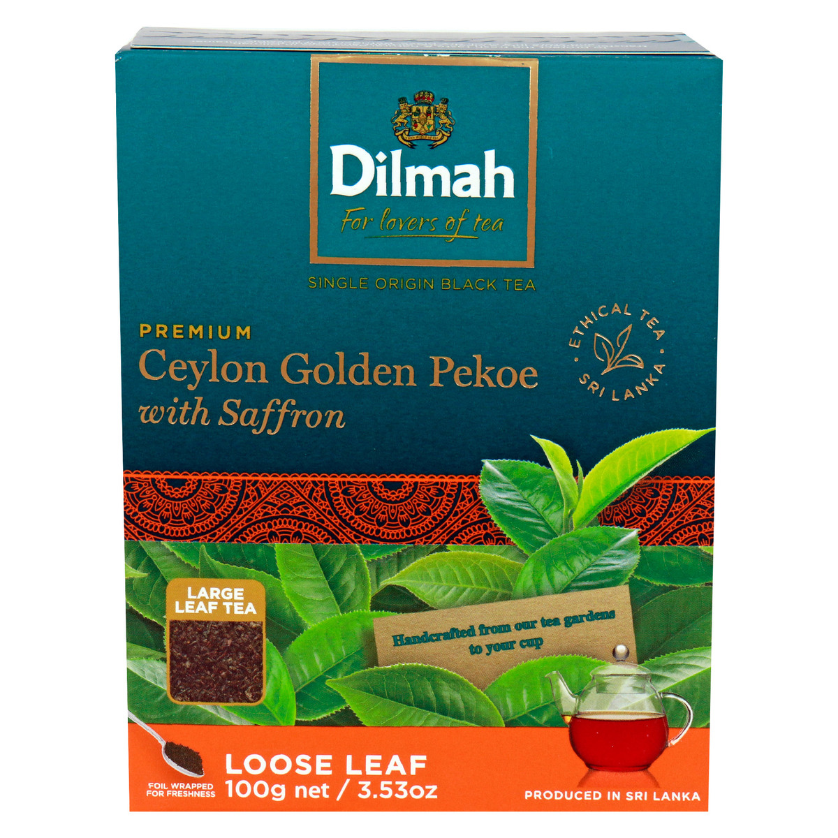 Dilmah Premium Ceylon Golden Pekoe With Saffron Large Leaf Tea 100g