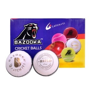 Bazooka Cricket Leather Ball 1pc White