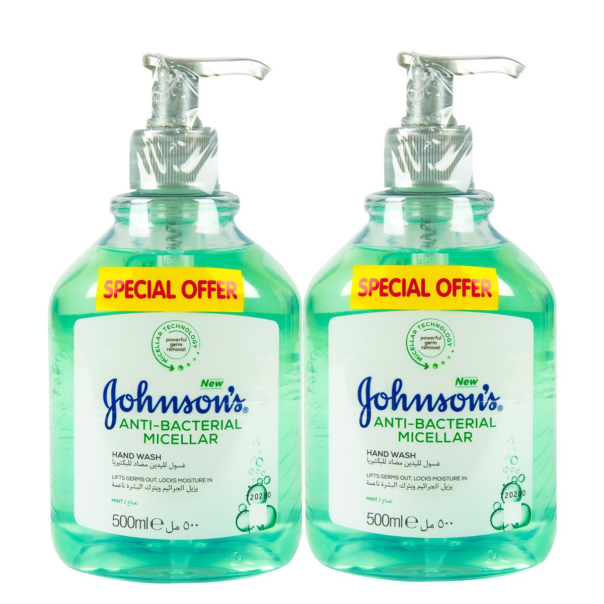 Johnson's Anti-Bacterial Micellar Hand Wash Mint 2 x 500 ml