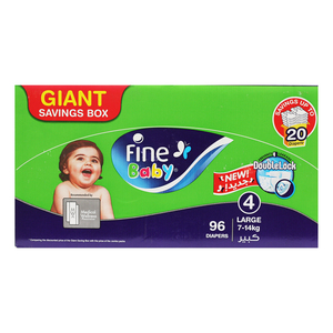 Fine Baby Diaper Size 4 Large 4, 7-14kg 96pcs