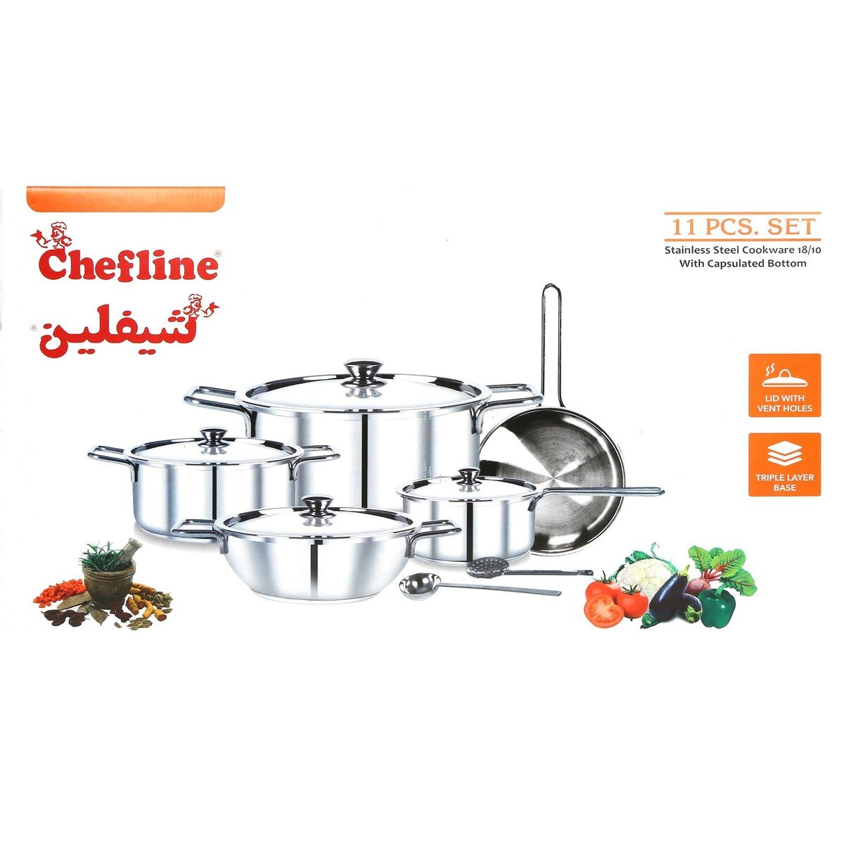 Chefline Stainless Steel Cookware Set 11pcs IND