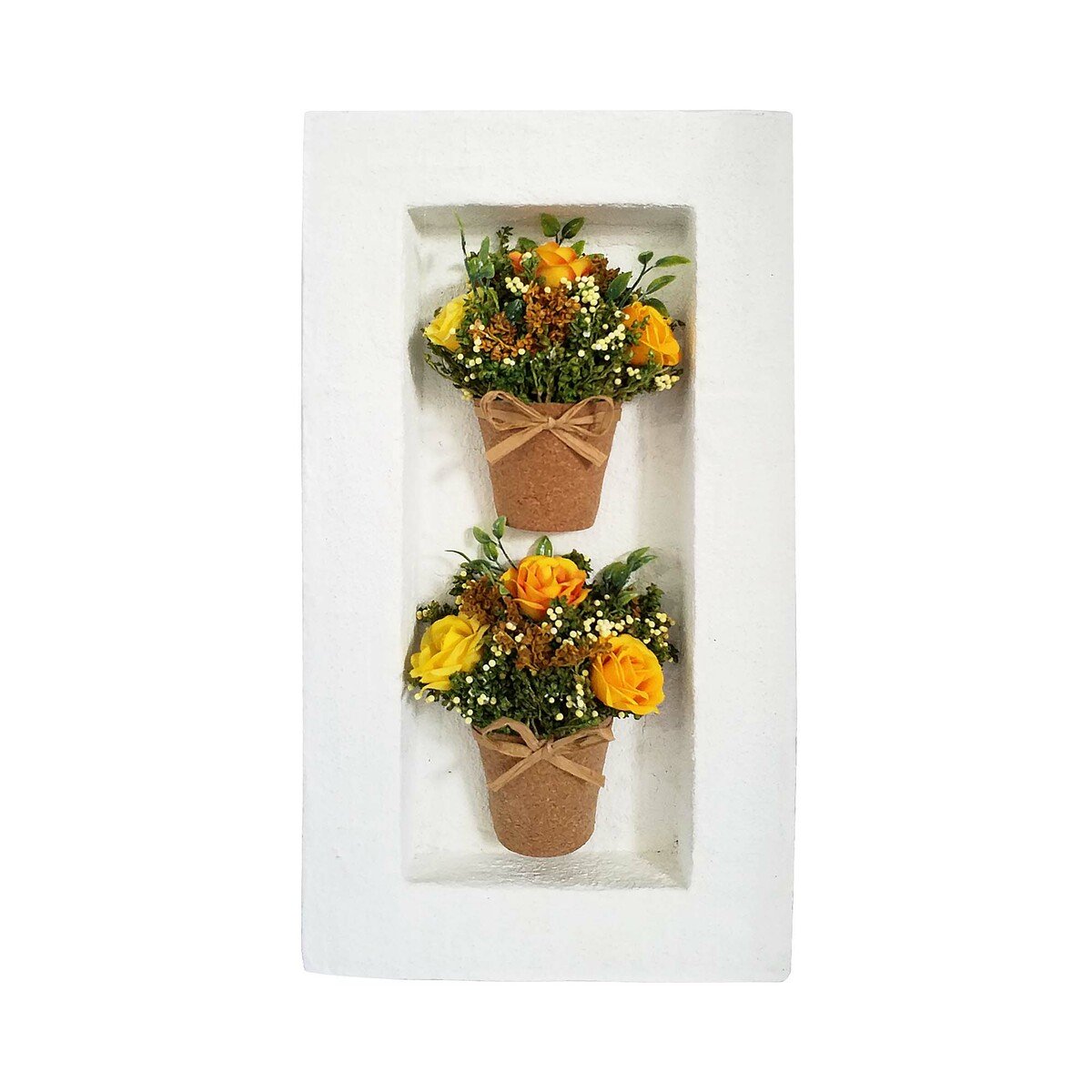 Maple Leaf Artificial Dried Flower, Rectangular Wall Decor with 2 Potted Roses E200 20.5x6x38.5cm Assorted Designs
