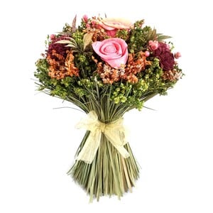 Maple Leaf Artificial Decor Dried Flower, Mix Shola Standing Bouquet With Glitter E200, 18x18x25.5cm Assorted Designs