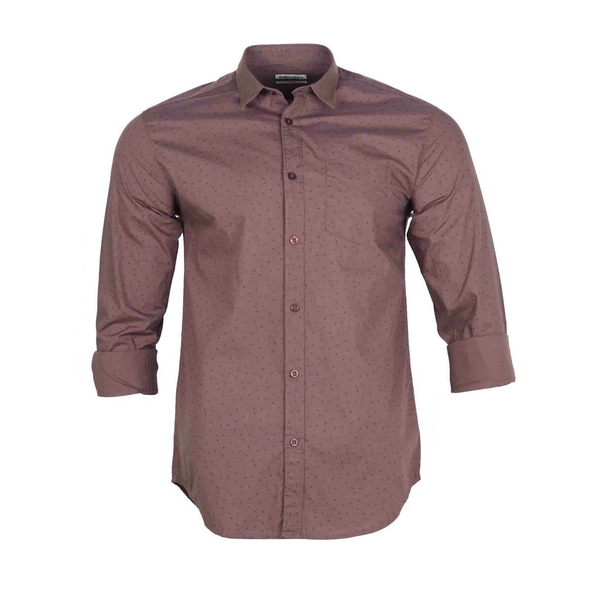 Debackers Men's Casual Shirt Long Sleeve Brown Small