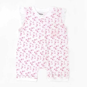 Debackers Infant Girls Romper Cut Sleeve Pink White 0-3M