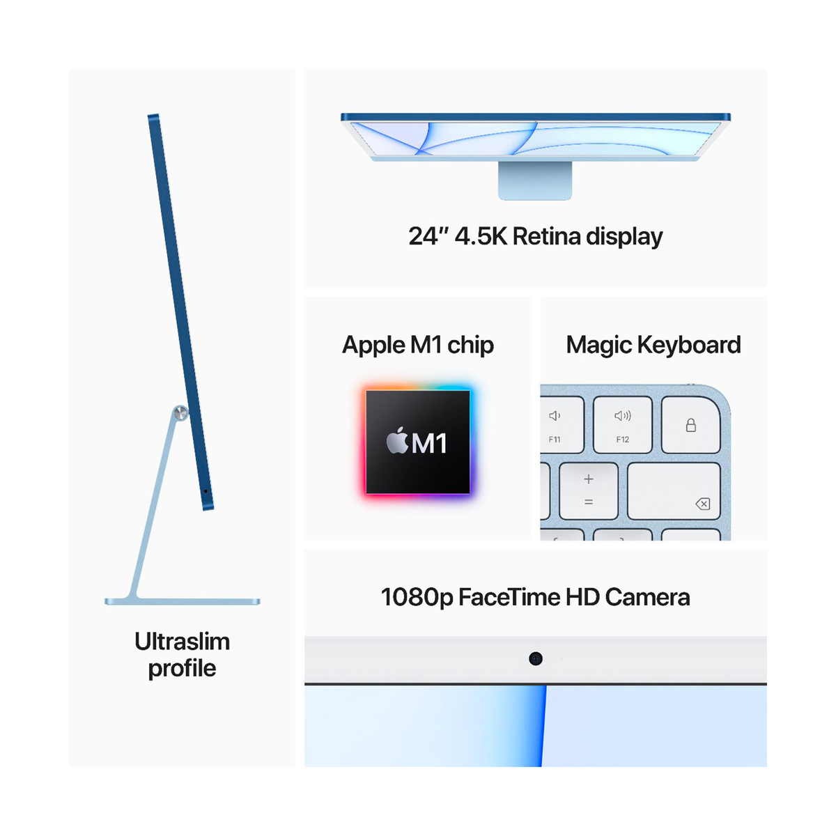 Apple 24-inch iMac with Retina 4.5K display: Apple M1 chip with 8‑core CPU and 7‑core GPU,256GB-Green (MJV83A/A) English Keyboard