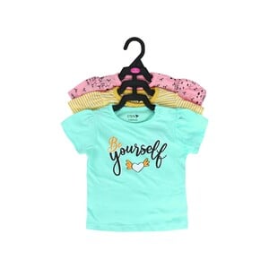 Eten Girls T-Shirt Short Sleeve 1x3 SCCIG3T-04 Mint Green, Peach, Lemon & White, 0-6M