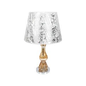 Giant Metal+Glass Table Lamp With Fabric Shade 19329