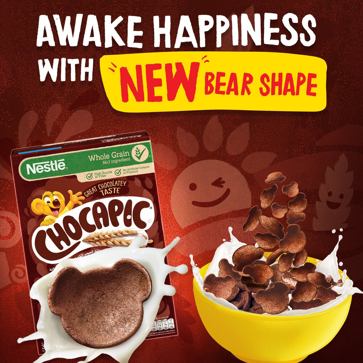 Nestle Chocapic Whole Grain Bear-Shaped Cereal with Chocolate Flavour 345g