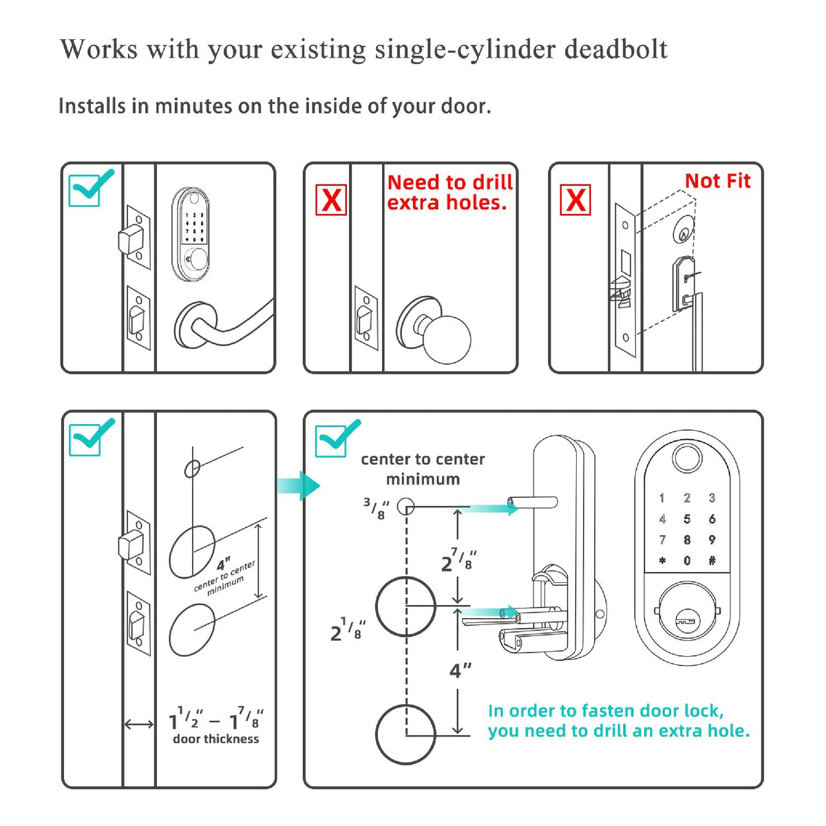 Smonet Fingerprint Electronic Deadbolt Door Lock with Keypad Y001-GLD