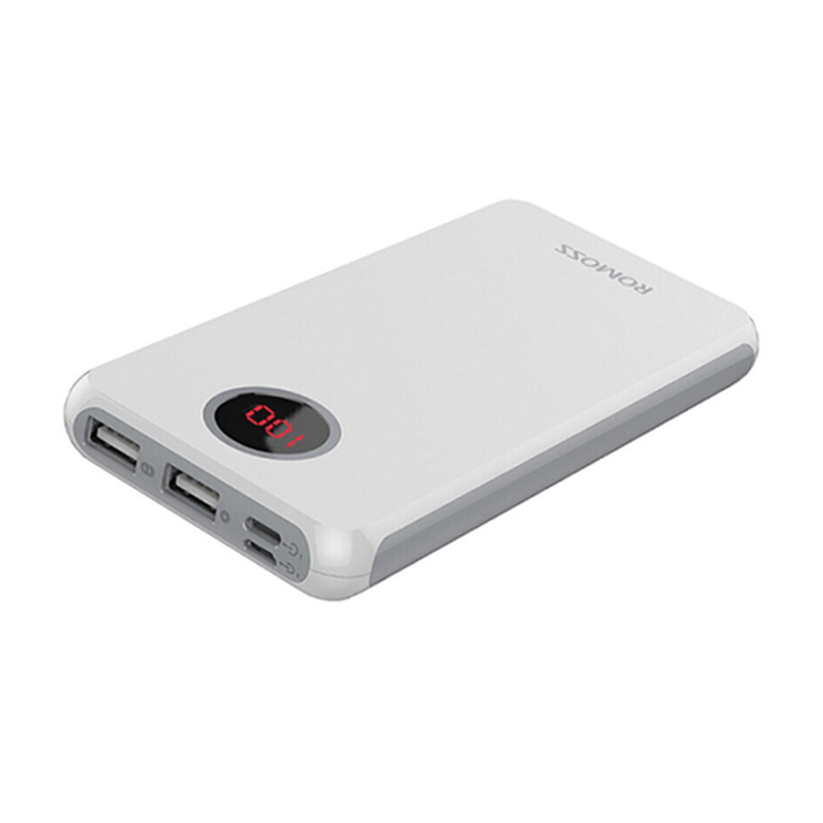 Romoss  Ho10 Slim Power Bank,10000mAh, with Lightning and USB Type-C Input, White