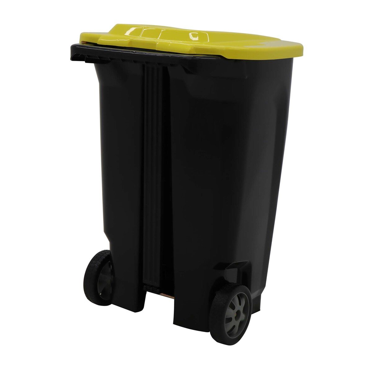 Tramontina Recycle T-Force Pedal Bin With Wheels 100Ltr Black Yellow