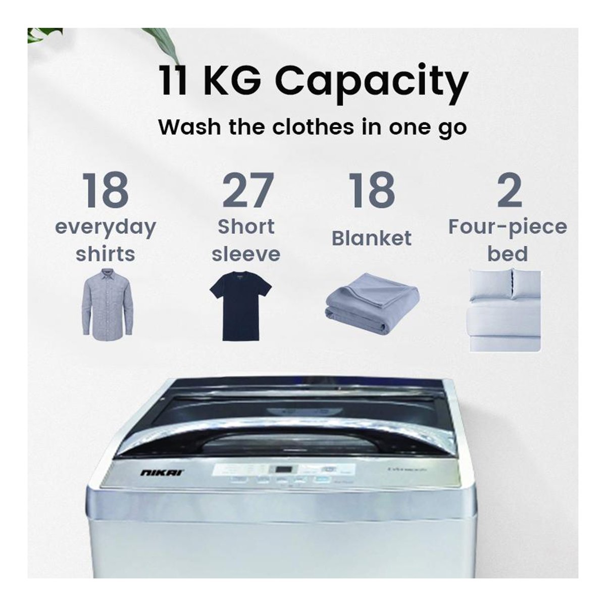 Nikai Top Load Washing Machine NWM1210TK20 11Kg