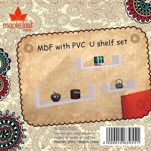 Maple Leaf MDF Wood With PVC U Shape Wall Shelf 3pcs Set A945S White