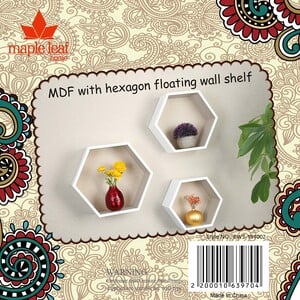 Maple Leaf MDF Wood Hexagon Floating Wall Shelf 3pcs Set 19102P White