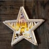 Party Fusion Battery Operated X'mas Wooden Star Frame With LED Light HH190154 17cm Assorted