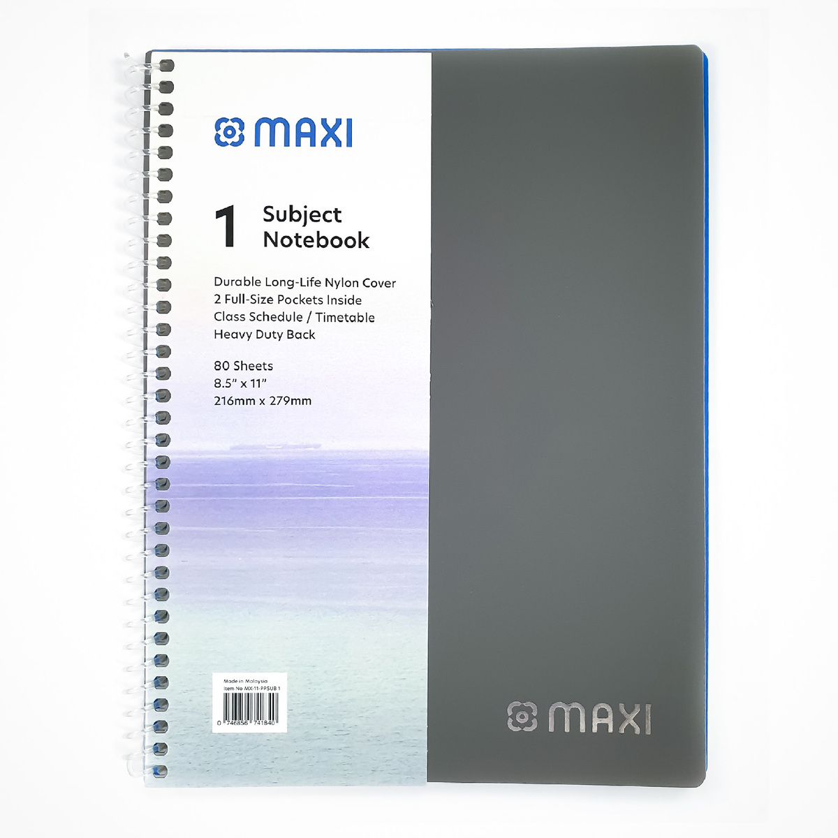 ماكسي مفكرة ورقية بسلك من البولي بروبيلين موضوع واحد ، 11 بوصة × 8.5 بوصة ، 80 ورقة ، ألوان متنوعة ، MX-11-PPSUB1