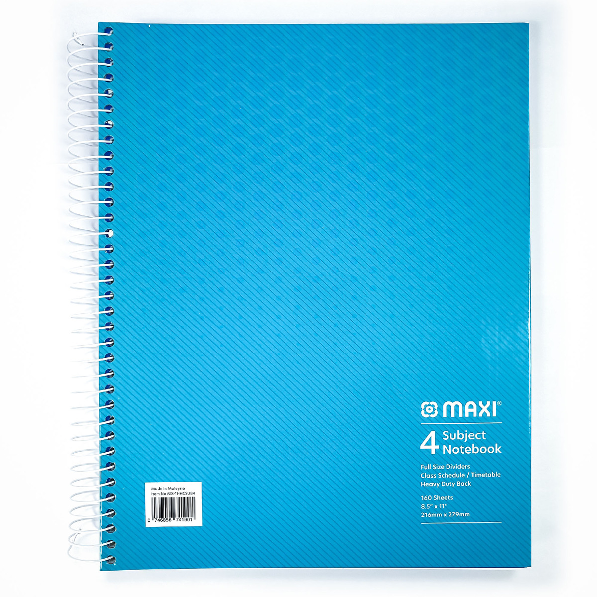 ماكسي مفكرة ورقية بسلك بغطاء صلب مقاس 4 موضوعات ، 11 بوصة × 8.5 بوصة ، 160 ورقة ، الوان متنوعة ، MX-11-HCSUB4