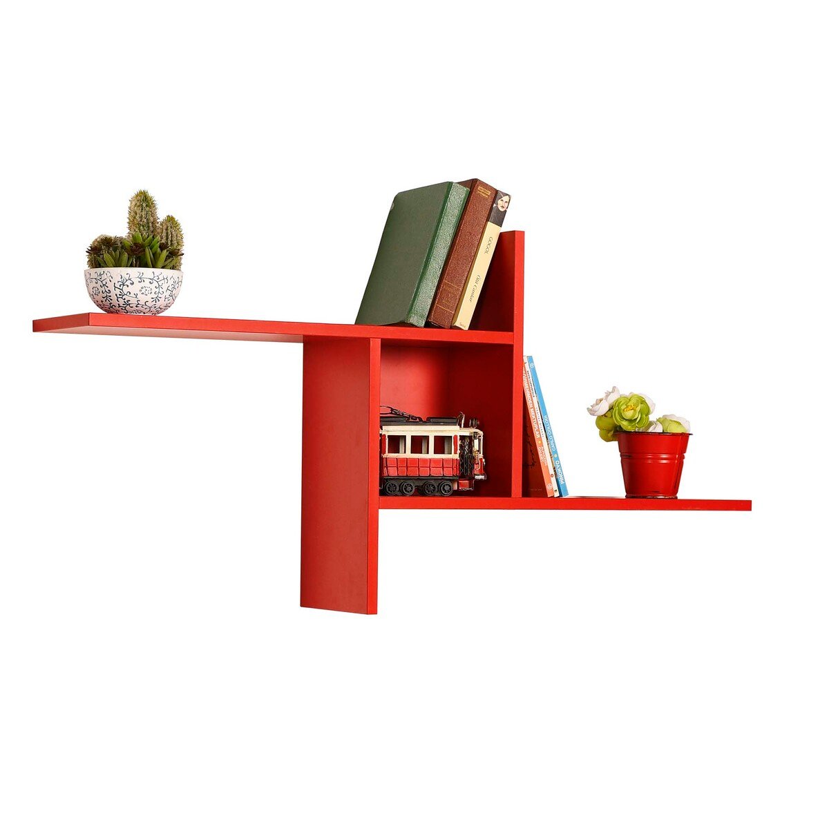 Maple Leaf Wall Mounted Wooden Graphic Wall Shelf RAF04 Red