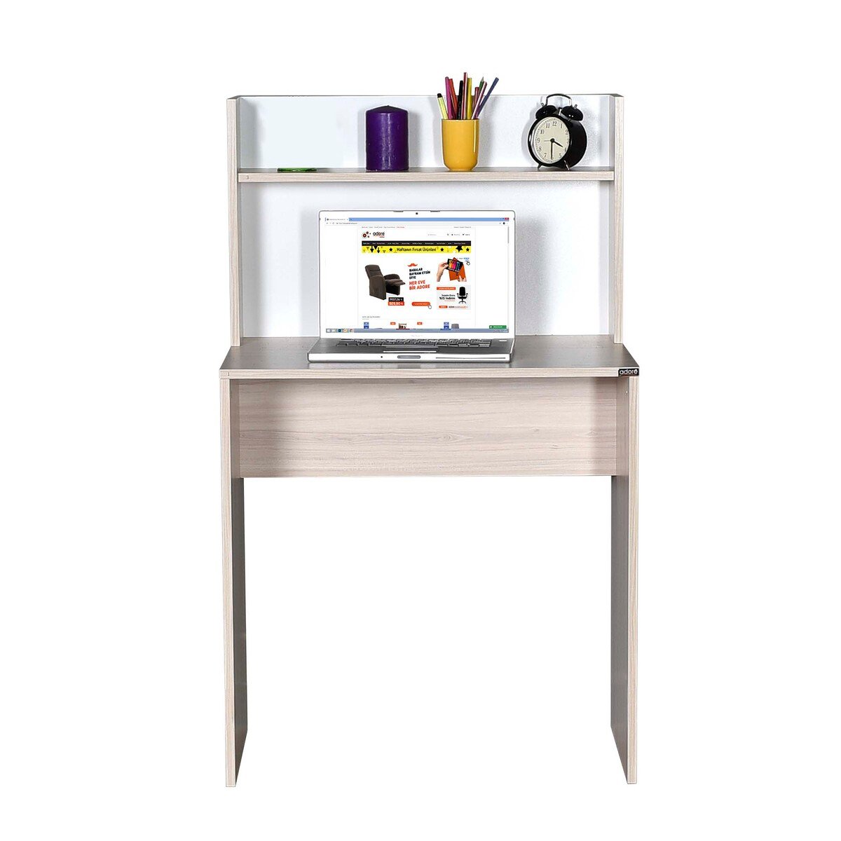 Maple Leaf Wooden Study Table With Shelf CMU-420-BB1 W72xH119xD52cm White