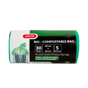 LuLu Green Bio-Compostable Garbage Bags 5 Gallons Size 46cm x 52cm 30pcs