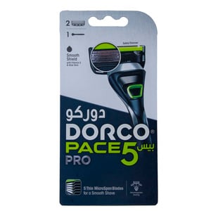 اشتري قم بشراء Dorco Pace 5 Pro Men Razor Handle + 2 Blades Online at Best Price من الموقع - من لولو هايبر ماركت Razor Systems في الامارات